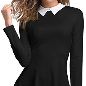 ZABERRY Women's Long Sleeve Peter Pan Collar Above